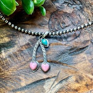 925 Sterling Silver Turquoise & Queen Conch Cherry Pendant